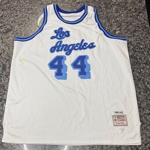 Mitchell & Ness Los Angeles white and blue Lakers Basketball Jersey Jerry West